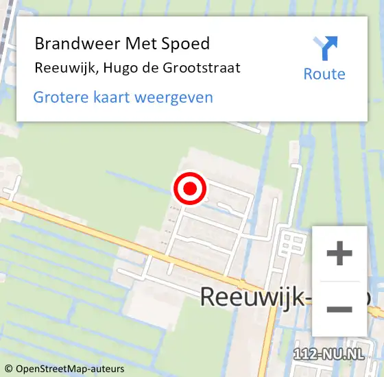 Locatie op kaart van de 112 melding: Brandweer Met Spoed Naar Reeuwijk, Hugo de Grootstraat op 6 september 2022 14:07
