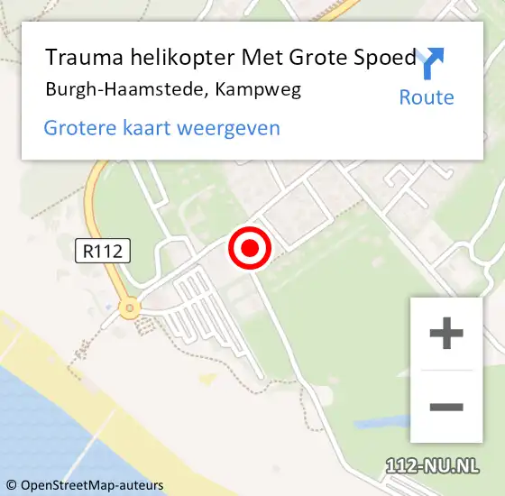 Locatie op kaart van de 112 melding: Trauma helikopter Met Grote Spoed Naar Burgh-Haamstede, Kampweg op 6 september 2022 14:07
