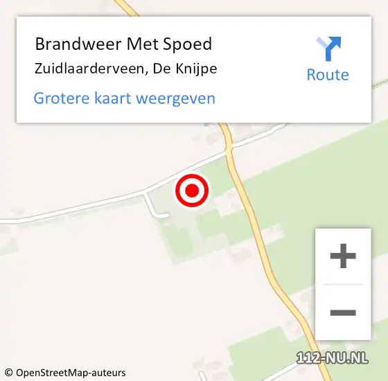 Locatie op kaart van de 112 melding: Brandweer Met Spoed Naar Zuidlaarderveen, De Knijpe op 6 september 2022 15:19