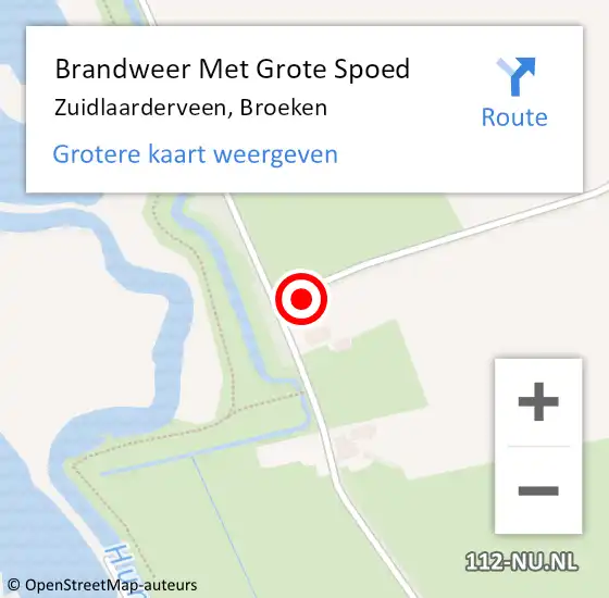 Locatie op kaart van de 112 melding: Brandweer Met Grote Spoed Naar Zuidlaarderveen, Broeken op 6 september 2022 15:20