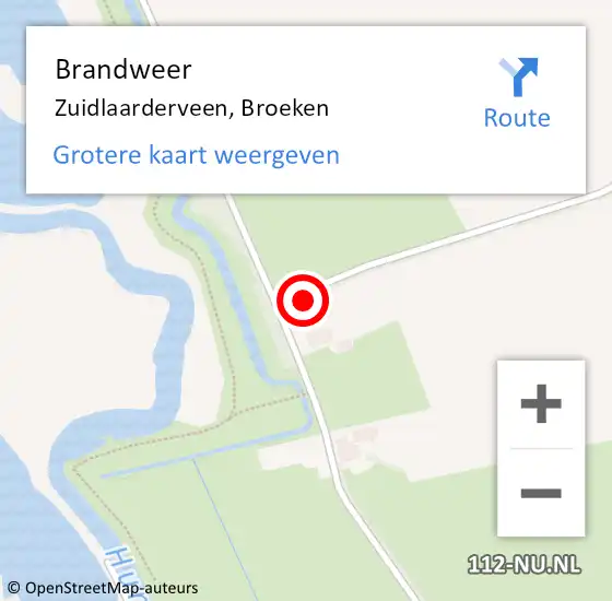 Locatie op kaart van de 112 melding: Brandweer Zuidlaarderveen, Broeken op 6 september 2022 15:24