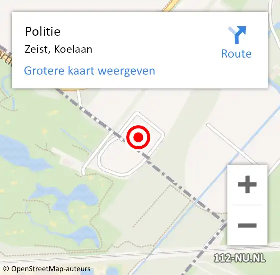 Locatie op kaart van de 112 melding: Politie Zeist, Koelaan op 6 september 2022 16:03