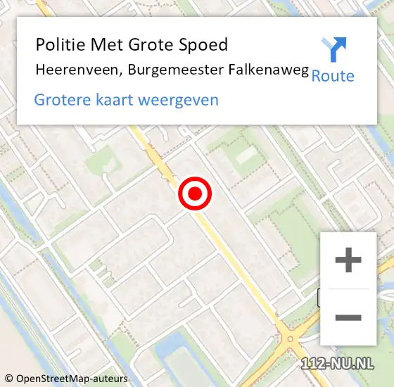 Locatie op kaart van de 112 melding: Politie Met Grote Spoed Naar Heerenveen, Burgemeester Falkenaweg op 6 september 2022 16:09