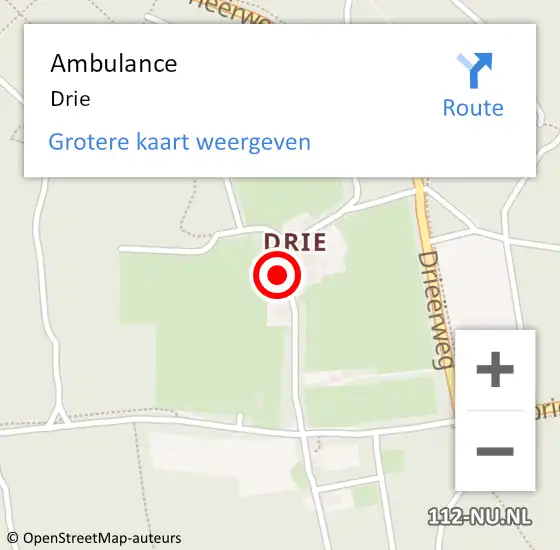 Locatie op kaart van de 112 melding: Ambulance Drie op 6 september 2022 16:19