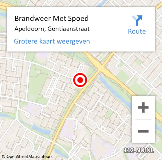Locatie op kaart van de 112 melding: Brandweer Met Spoed Naar Apeldoorn, Gentiaanstraat op 6 september 2022 16:34
