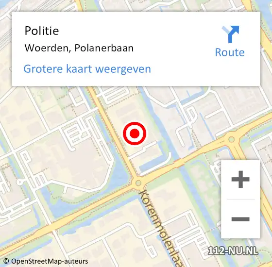 Locatie op kaart van de 112 melding: Politie Woerden, Polanerbaan op 6 september 2022 17:36