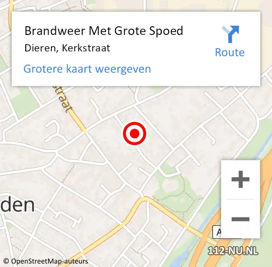 Locatie op kaart van de 112 melding: Brandweer Met Grote Spoed Naar Dieren, Kerkstraat op 6 september 2022 18:37