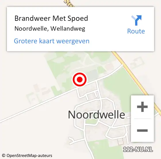Locatie op kaart van de 112 melding: Brandweer Met Spoed Naar Noordwelle, Wellandweg op 6 september 2022 19:18