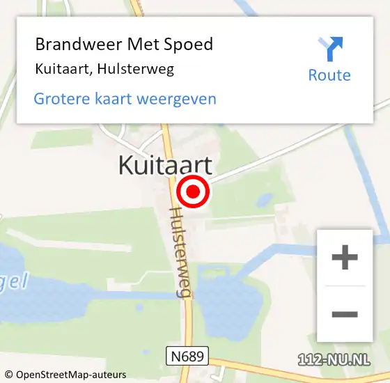 Locatie op kaart van de 112 melding: Brandweer Met Spoed Naar Kuitaart, Hulsterweg op 6 september 2022 22:16