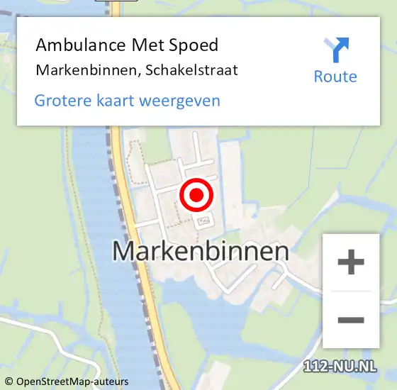Locatie op kaart van de 112 melding: Ambulance Met Spoed Naar Markenbinnen, Schakelstraat op 6 september 2022 22:26