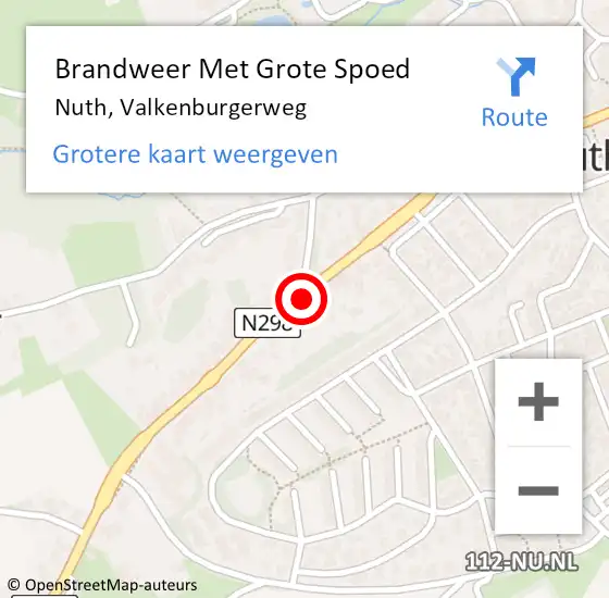 Locatie op kaart van de 112 melding: Brandweer Met Grote Spoed Naar Nuth, Valkenburgerweg op 7 september 2022 00:23