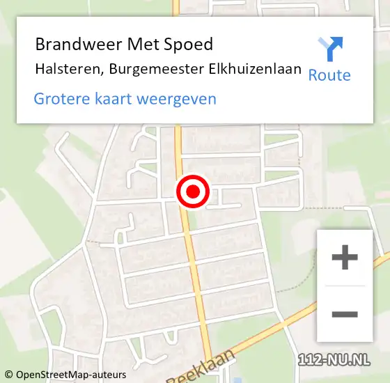 Locatie op kaart van de 112 melding: Brandweer Met Spoed Naar Halsteren, Burgemeester Elkhuizenlaan op 7 september 2022 00:24