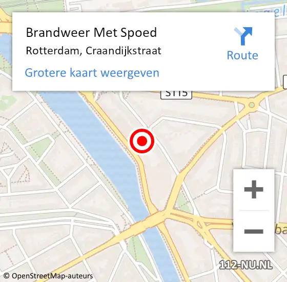 Locatie op kaart van de 112 melding: Brandweer Met Spoed Naar Rotterdam, Craandijkstraat op 7 september 2022 01:15