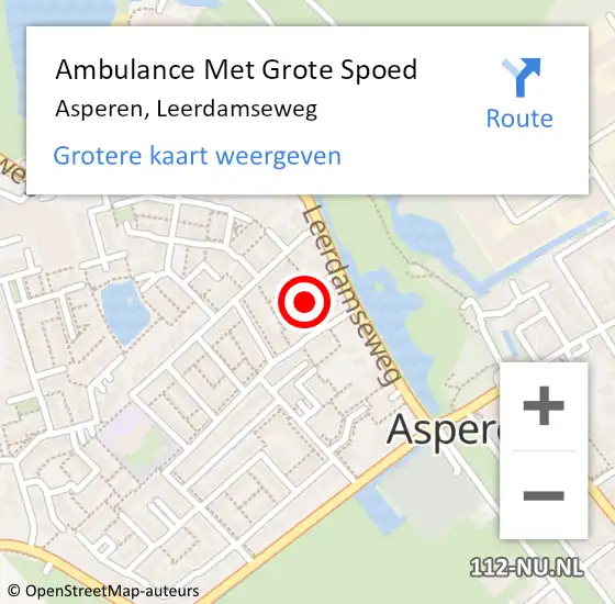 Locatie op kaart van de 112 melding: Ambulance Met Grote Spoed Naar Asperen, Leerdamseweg op 7 september 2022 02:36