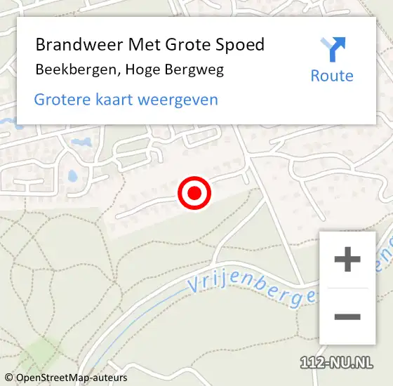Locatie op kaart van de 112 melding: Brandweer Met Grote Spoed Naar Beekbergen, Hoge Bergweg op 7 september 2022 04:42