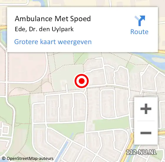 Locatie op kaart van de 112 melding: Ambulance Met Spoed Naar Ede, Dr. den Uylpark op 7 september 2022 06:08