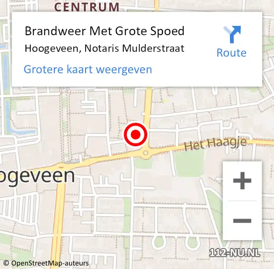 Locatie op kaart van de 112 melding: Brandweer Met Grote Spoed Naar Hoogeveen, Notaris Mulderstraat op 7 september 2022 06:19