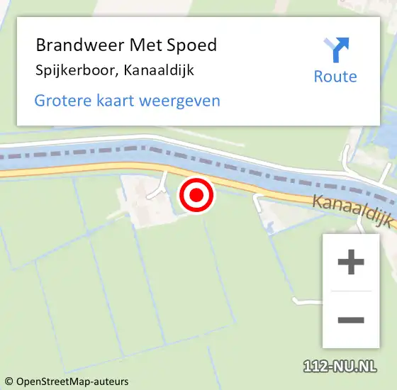 Locatie op kaart van de 112 melding: Brandweer Met Spoed Naar Spijkerboor, Kanaaldijk op 7 september 2022 08:01