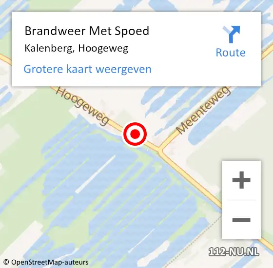 Locatie op kaart van de 112 melding: Brandweer Met Spoed Naar Kalenberg, Hoogeweg op 7 september 2022 08:46