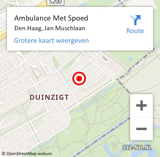 Locatie op kaart van de 112 melding: Ambulance Met Spoed Naar Den Haag, Jan Muschlaan op 7 september 2022 08:55