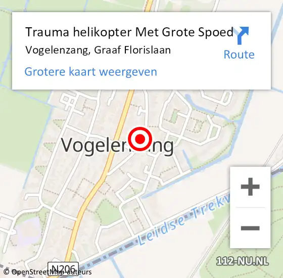 Locatie op kaart van de 112 melding: Trauma helikopter Met Grote Spoed Naar Vogelenzang, Graaf Florislaan op 7 september 2022 10:01