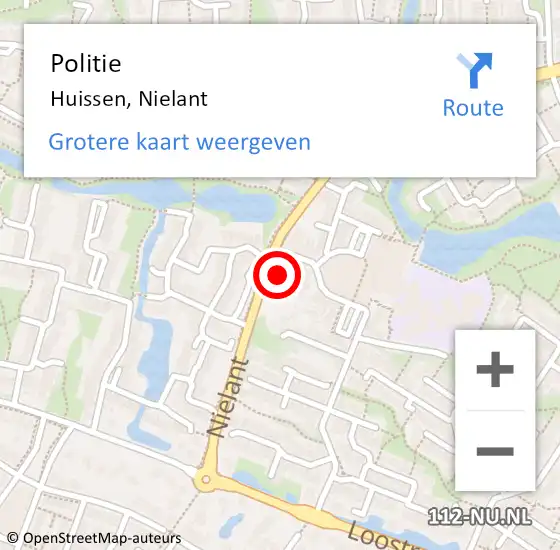 Locatie op kaart van de 112 melding: Politie Huissen, Nielant op 7 september 2022 10:10