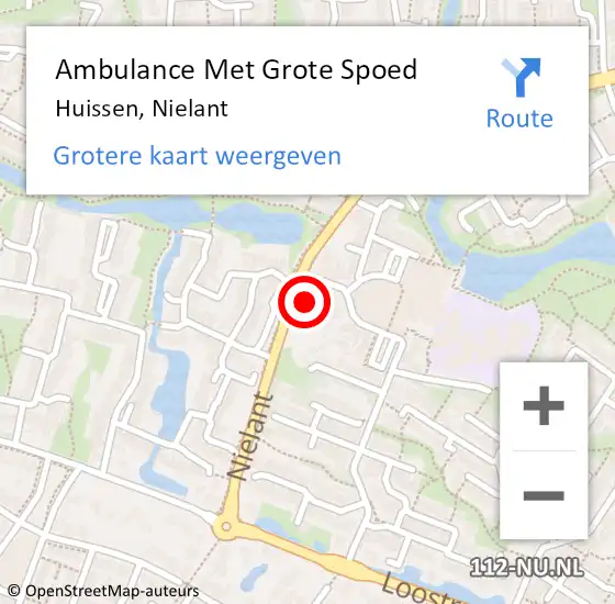 Locatie op kaart van de 112 melding: Ambulance Met Grote Spoed Naar Huissen, Nielant op 7 september 2022 10:11