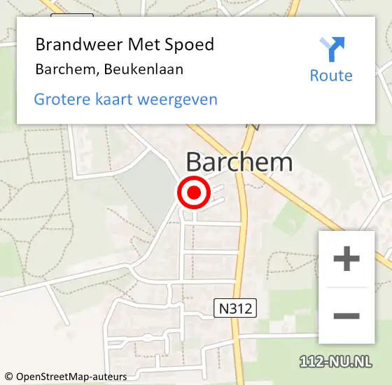 Locatie op kaart van de 112 melding: Brandweer Met Spoed Naar Barchem, Beukenlaan op 28 juli 2014 17:06
