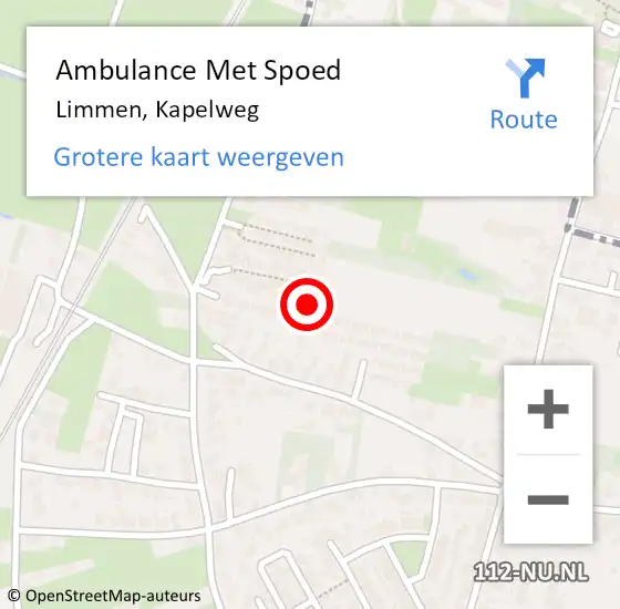 Locatie op kaart van de 112 melding: Ambulance Met Spoed Naar Limmen, Kapelweg op 7 september 2022 15:59