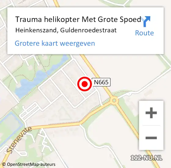 Locatie op kaart van de 112 melding: Trauma helikopter Met Grote Spoed Naar Heinkenszand, Guldenroedestraat op 7 september 2022 17:42