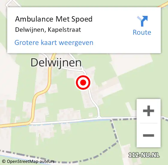 Locatie op kaart van de 112 melding: Ambulance Met Spoed Naar Delwijnen, Kapelstraat op 7 september 2022 18:52