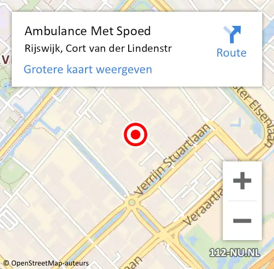 Locatie op kaart van de 112 melding: Ambulance Met Spoed Naar Rijswijk, Cort van der Lindenstr op 7 september 2022 19:12