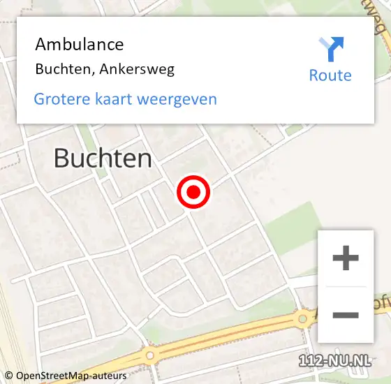 Locatie op kaart van de 112 melding: Ambulance Buchten, Ankersweg op 28 juli 2014 17:39