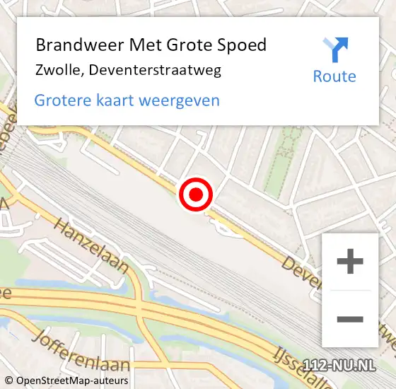 Locatie op kaart van de 112 melding: Brandweer Met Grote Spoed Naar Zwolle, Deventerstraatweg op 7 september 2022 20:58
