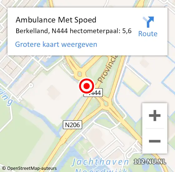 Locatie op kaart van de 112 melding: Ambulance Met Spoed Naar Berkelland, N444 hectometerpaal: 5,6 op 7 september 2022 21:55