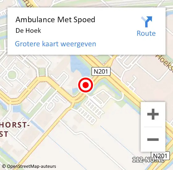 Locatie op kaart van de 112 melding: Ambulance Met Spoed Naar De Hoek op 7 september 2022 22:28