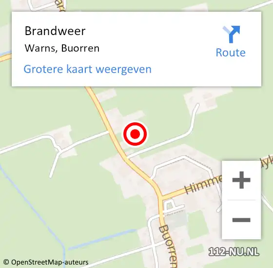 Locatie op kaart van de 112 melding: Brandweer Warns, Buorren op 7 september 2022 22:55