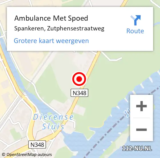 Locatie op kaart van de 112 melding: Ambulance Met Spoed Naar Spankeren, Zutphensestraatweg op 7 september 2022 23:00
