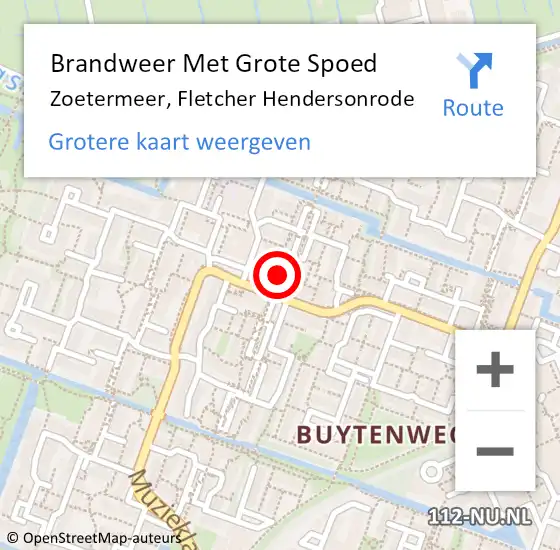 Locatie op kaart van de 112 melding: Brandweer Met Grote Spoed Naar Zoetermeer, Fletcher Hendersonrode op 8 september 2022 06:35
