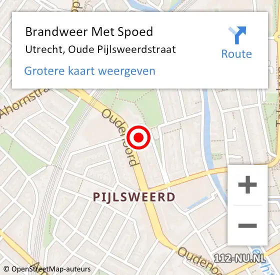 Locatie op kaart van de 112 melding: Brandweer Met Spoed Naar Utrecht, Oude Pijlsweerdstraat op 8 september 2022 08:49