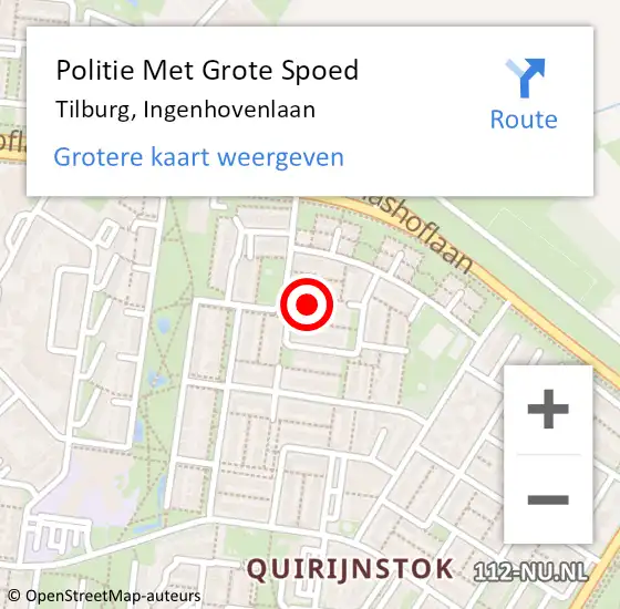 Locatie op kaart van de 112 melding: Politie Met Grote Spoed Naar Tilburg, Ingenhovenlaan op 8 september 2022 08:59