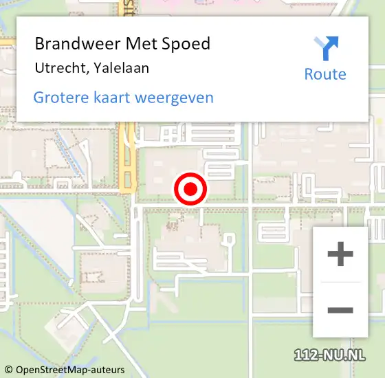 Locatie op kaart van de 112 melding: Brandweer Met Spoed Naar Utrecht, Yalelaan op 8 september 2022 09:54