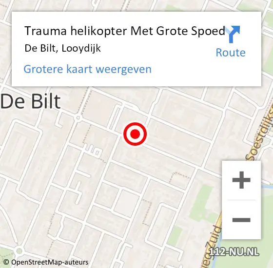 Locatie op kaart van de 112 melding: Trauma helikopter Met Grote Spoed Naar De Bilt, Looydijk op 8 september 2022 10:42
