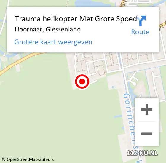 Locatie op kaart van de 112 melding: Trauma helikopter Met Grote Spoed Naar Hoornaar, Giessenland op 8 september 2022 11:49