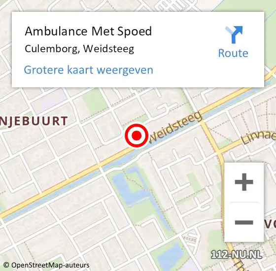 Locatie op kaart van de 112 melding: Ambulance Met Spoed Naar Culemborg, Weidsteeg op 8 september 2022 12:11