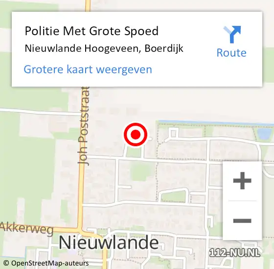 Locatie op kaart van de 112 melding: Politie Met Grote Spoed Naar Nieuwlande Hoogeveen, Boerdijk op 8 september 2022 13:12