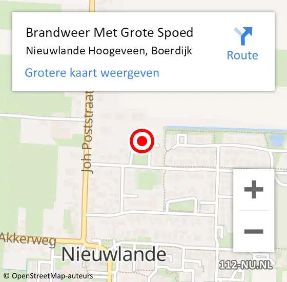 Locatie op kaart van de 112 melding: Brandweer Met Grote Spoed Naar Nieuwlande Hoogeveen, Boerdijk op 8 september 2022 13:12