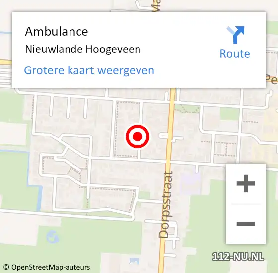Locatie op kaart van de 112 melding: Ambulance Nieuwlande Hoogeveen op 8 september 2022 13:20