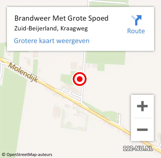 Locatie op kaart van de 112 melding: Brandweer Met Grote Spoed Naar Zuid-Beijerland, Kraagweg op 8 september 2022 15:46