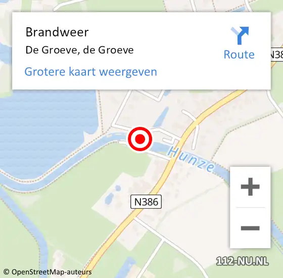 Locatie op kaart van de 112 melding: Brandweer De Groeve, de Groeve op 8 september 2022 16:00